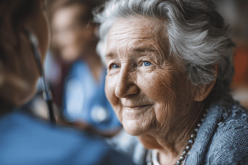 Anziana assistita con cura domiciliare e supporto medico
